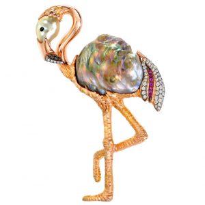 A and Z Pearls flamingo brooch #BRITTSPICK | JCK On Your Market