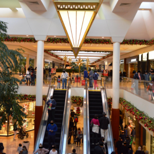 Shopping mall interior during holidays