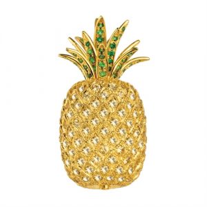 Scully and Scully Pineapple Pin with yellow sapphires, tsavorites, and diamonds in 18k gold