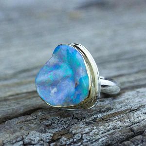 By Jodi ring with custom-carved opal