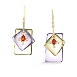 Loriann Jewelry Earrings with citrine Rose de France amethyst and orange sapphire in 14k Gold