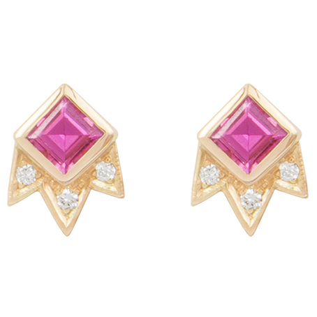 M. Spalten Starburst pink sapphire earrings | JCK On Your Market