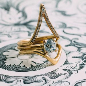 Atticus engagement ring and stacking bands set Vena Amoris