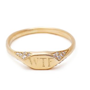 Vanessa Lianne wtf signet ring with pave diamonds life coach event