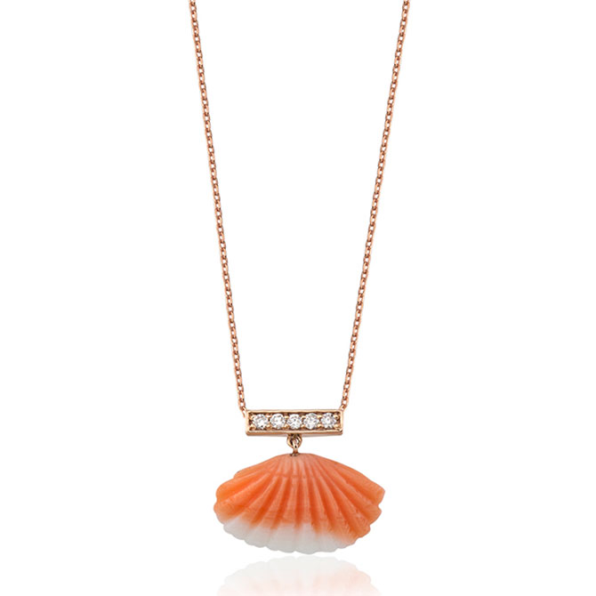 Crysellas coral shell necklace