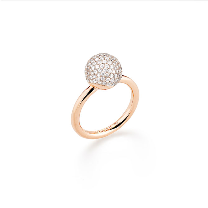 M Monroe Aura small pave sphere ring