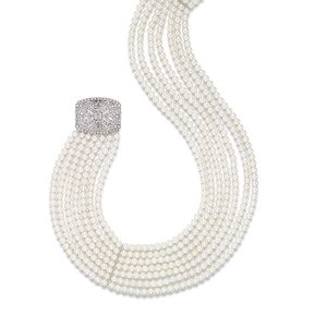 Mastoloni Art Deco Multistrand Pearl Collar