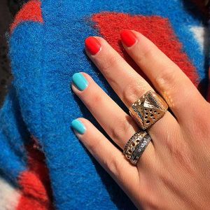 Dana Bronfman red and blue mani