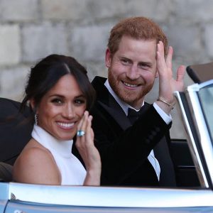 Duke and Duchess of Sussex in Jaguar