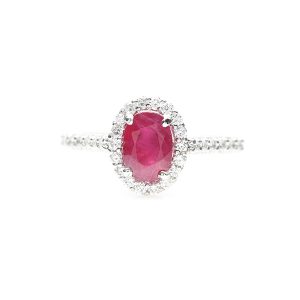 Platinum ruby ring with diamonds