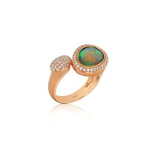 Yael Designs oval diamond and rose gold ring