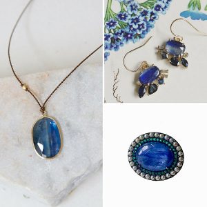 Kyanite pendant ring and earrings