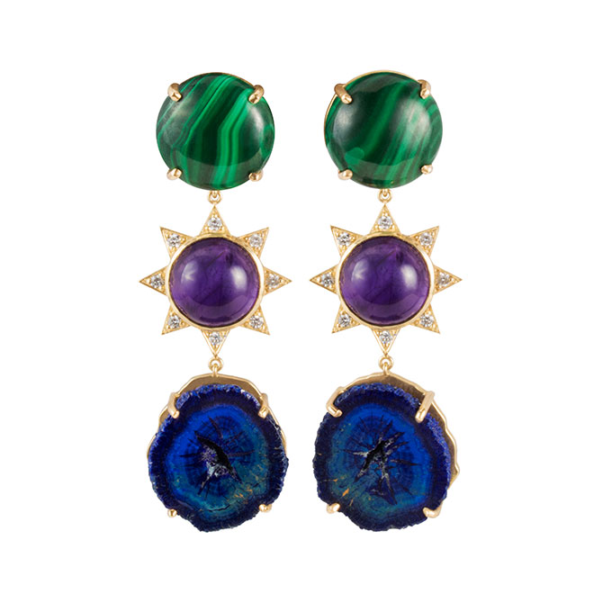 M Spalten triple stone starburst earring