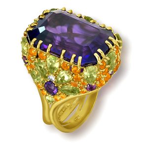 Alex Soldier Blossom Amethyst Square Ring