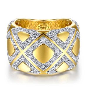 Gabriel and Co. Amavida ring with criss cross diamonds