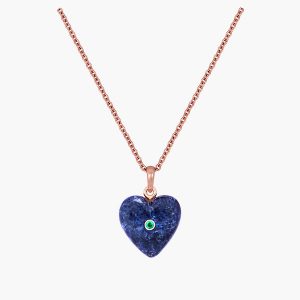 Nana Fink Blue Heart Rose gold Sodalite and Emerald pendant