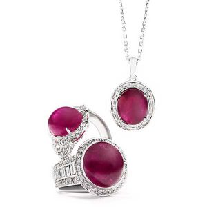 Greenland Ruby rings and necklace