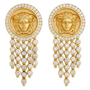 Medusa gold and diamond earrings by Versace