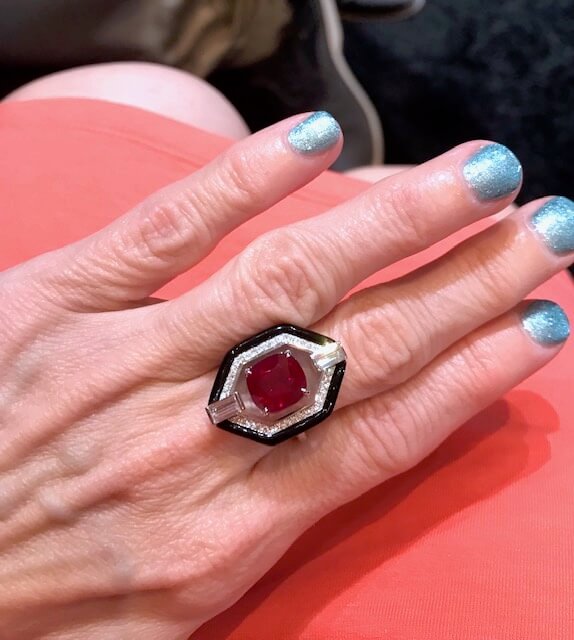 Nikos Koulis ruby and enamel ring