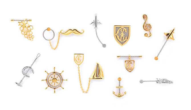 Charriol lapel pins and brooches