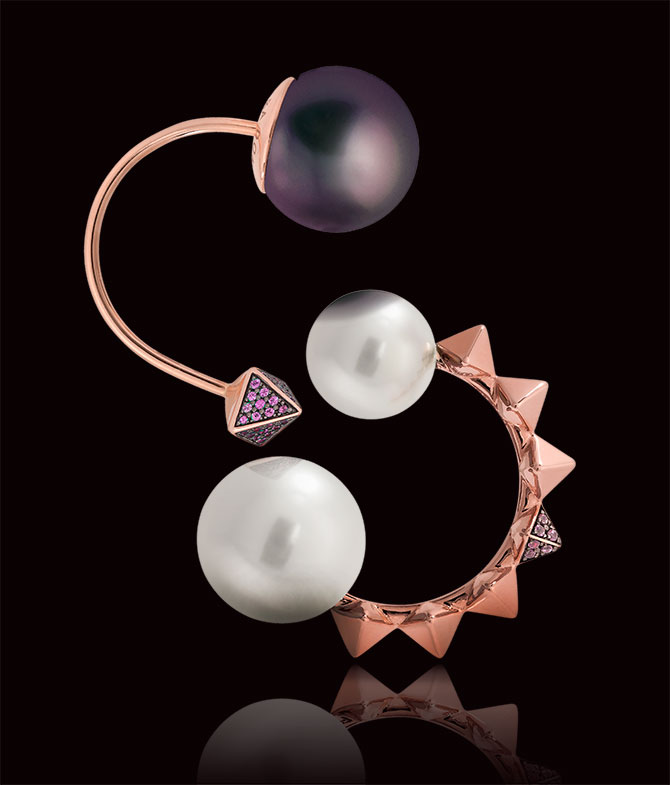 Alessandra Dona rose gold mono pearl earrings
