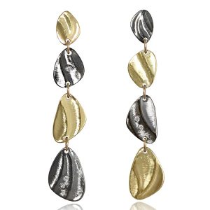 K Mita two tone Pebble dangle earrings