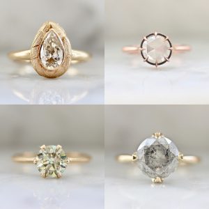 Gem Breakfast solitaire rings