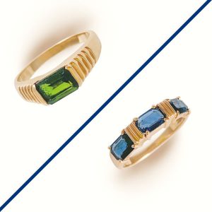 Kinn Vintage sapphire and tourmaline rings