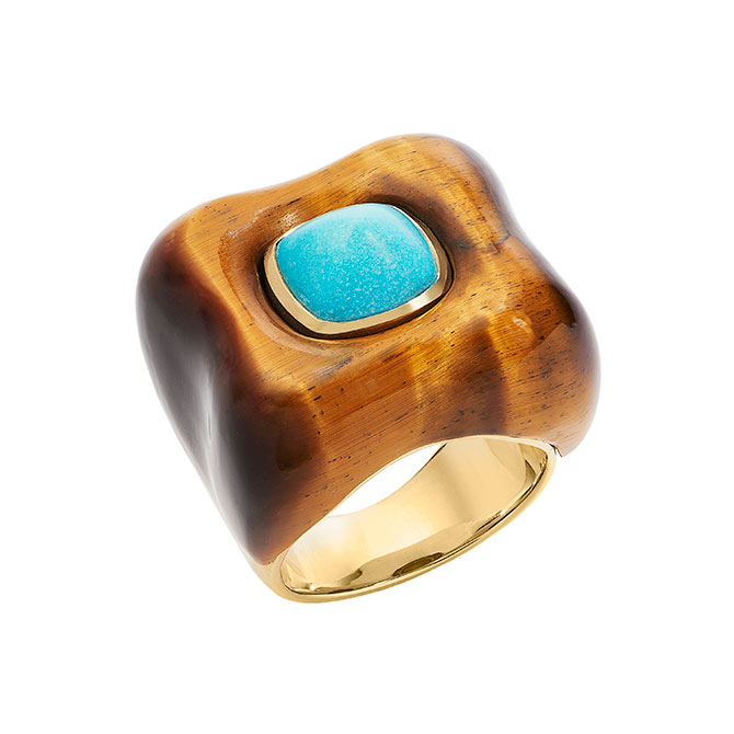 Rush Draper Ring turquoise and tigers eye