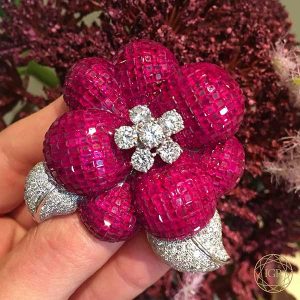 IGR Ruby and Diamond brooch