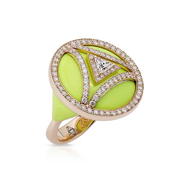 Maya Gemstones Sonya ring in gold and enamel