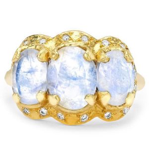 Logan Hollowell Queen Triple Goddess moonstone ring