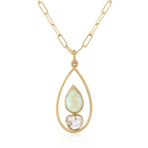 Loriann opal diamond slice pendant