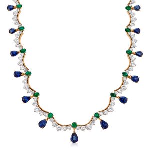 Oscar Heyman Brothers sapphire emerald and diamond necklace