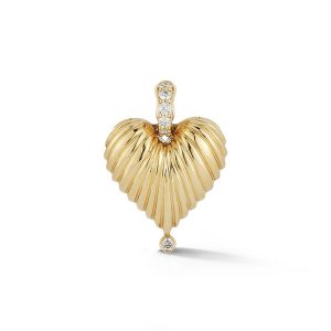 Renna Open Heart 18k yellow gold diamond and pearl locket feature