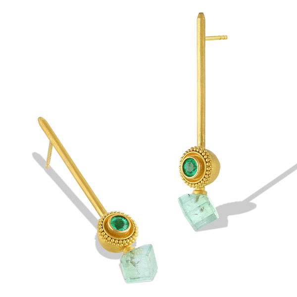 Atelier Wolff emerald green tourmaline cubic earrings