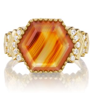 Dana Bronfman agate Hex ring