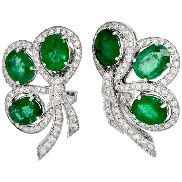 Diamond and emerald earrings