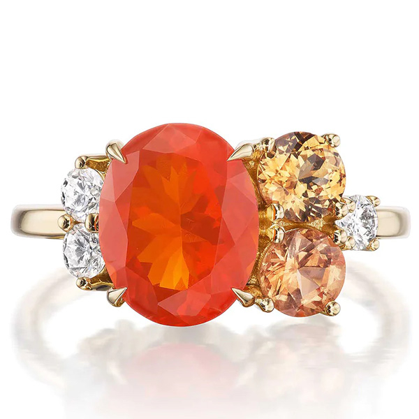 Size 7.25 Blazing Orange Opal Silver Ring New Jewelry