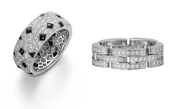 Cartier diamond and onyx rings