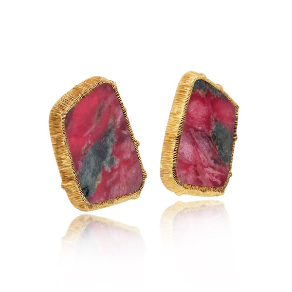 Grima rhodonite ear clips