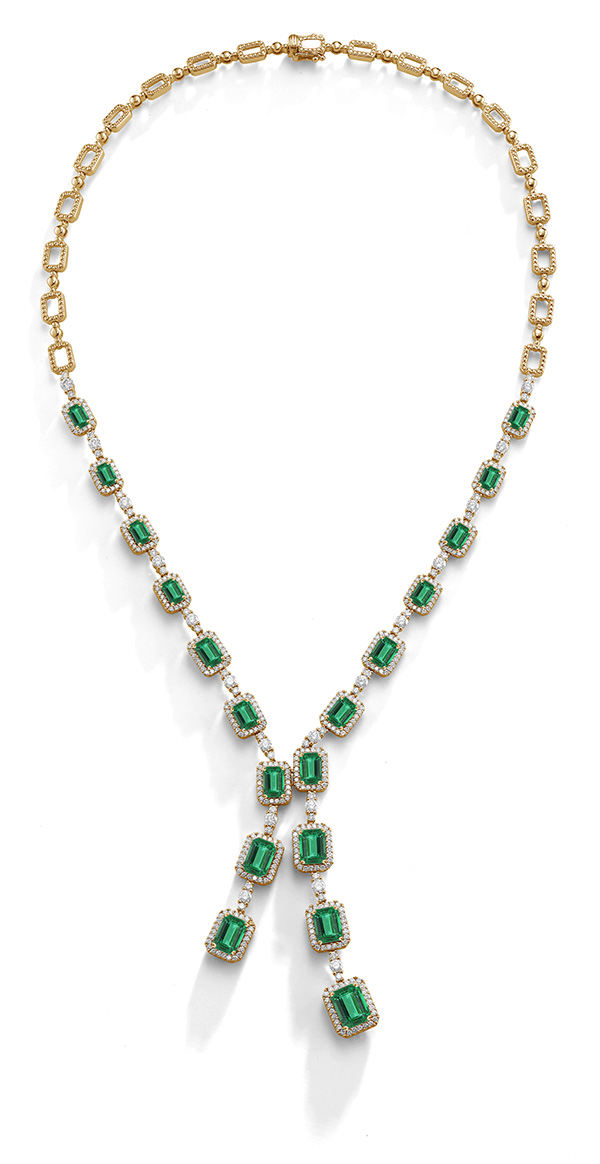 Ashi Couture emerald diamond necklace