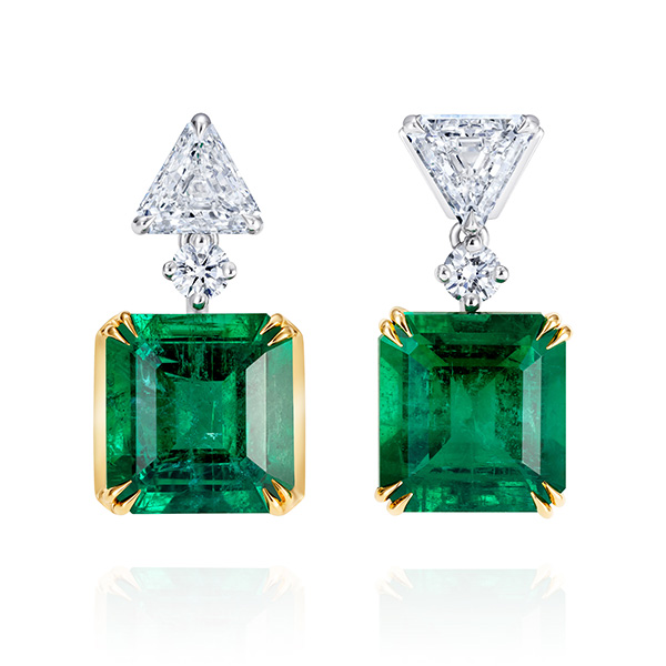 Thelma West emerald diamond earrings