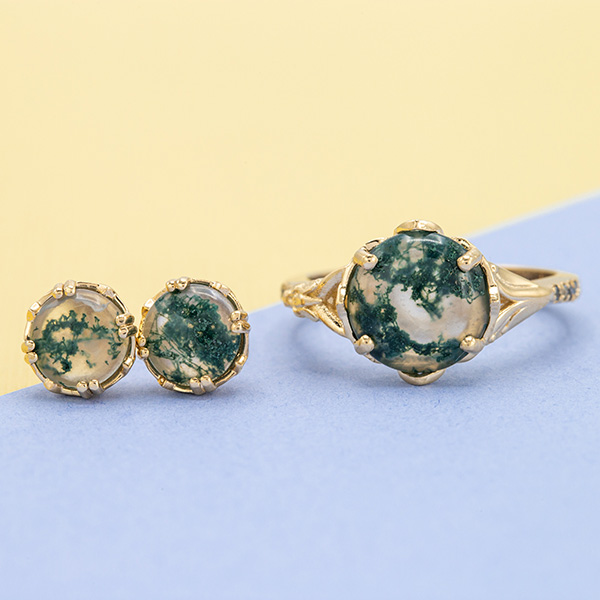 Buy Moss Agate Ring Gold Moss Agate Ring Handmade Moos Agate Online in  India - Etsy