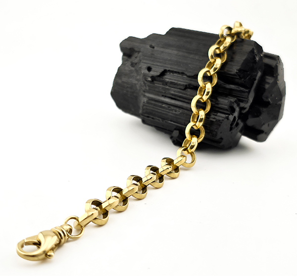 Gold and Smoke 18k gold custom chain bracelet