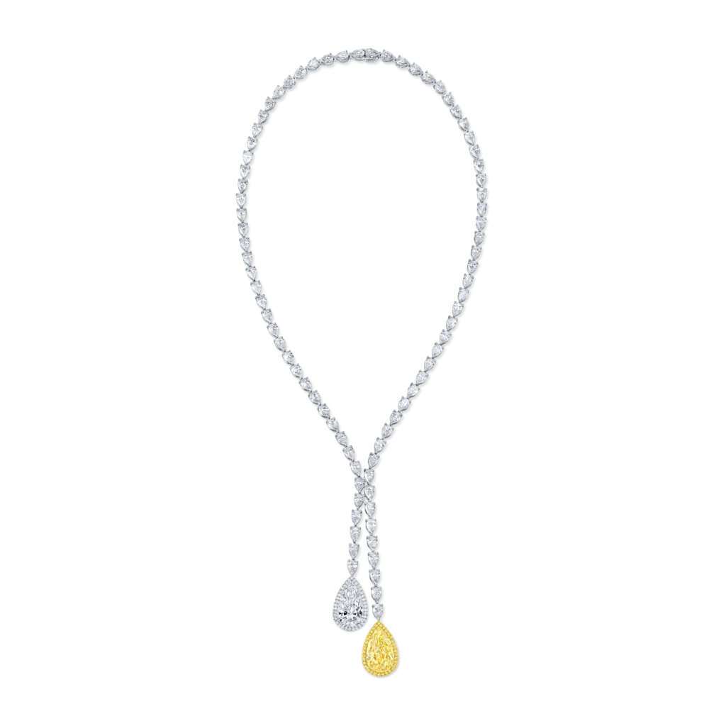 Celestial Diamond lariat with yellow and white diamonds