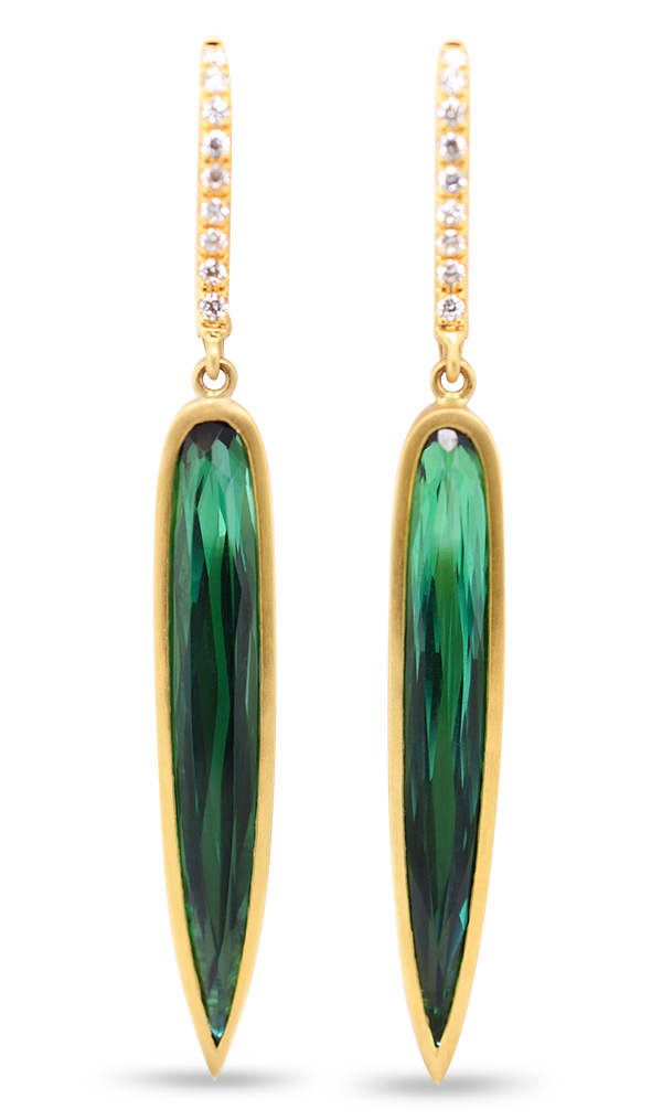 Kimberly Collins green tourmaline drop earrings