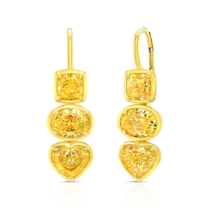 Rahaminov mixed cut yellow diamond earrings