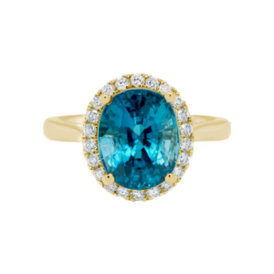 Artistry blue zircon ring halo