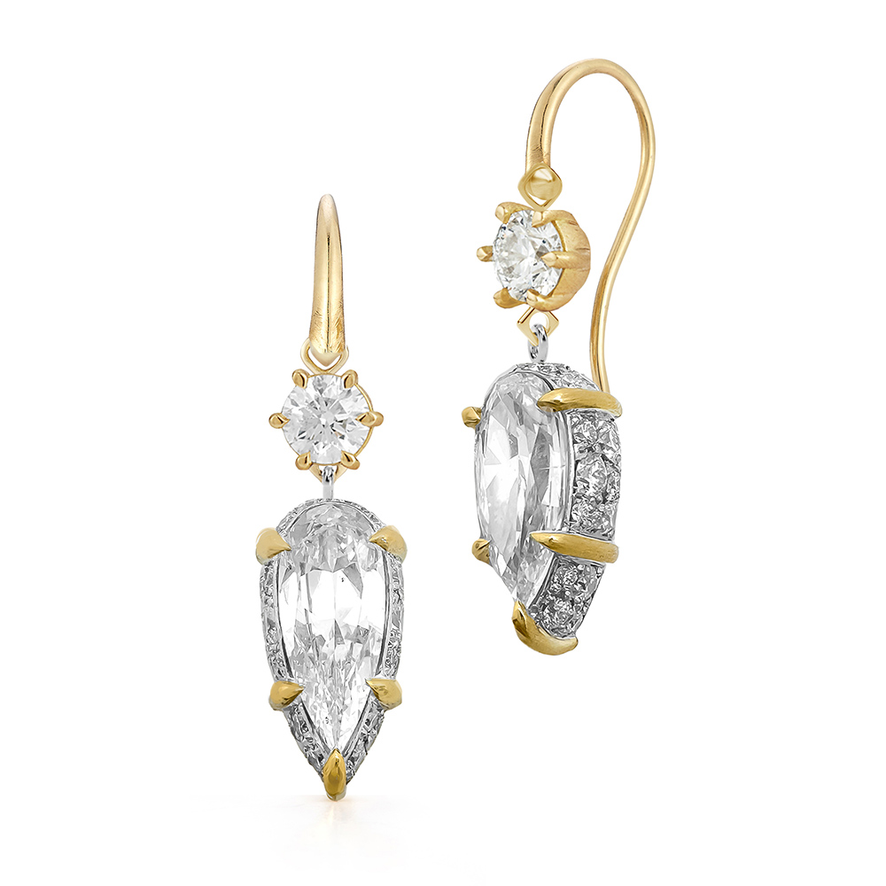 Jade Trau pear shape drop earrings